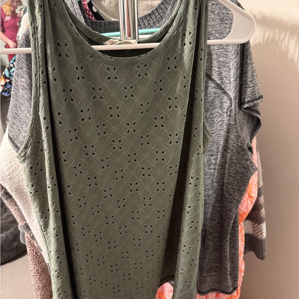 Chic Olive Eyelet Tank Top